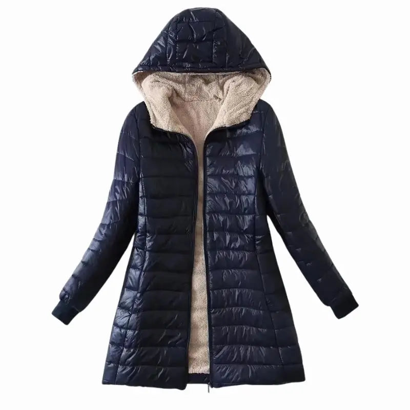 Fashion casaco de frio forrado feminino